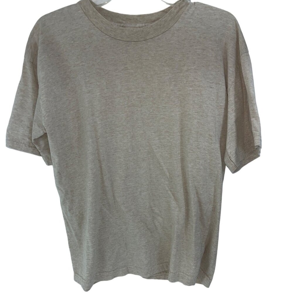 Structure Medium Beige Cotton Short Sleeve T-shirt 25b